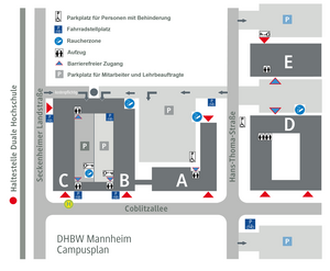 Campusplan der DHBW Mannheim für den Campus Coblitzallee in Neuostheim