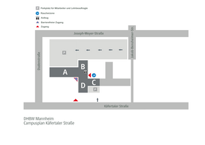 Campusplan der DHBW Mannheim für die Außenstelle Käfertalerstraße